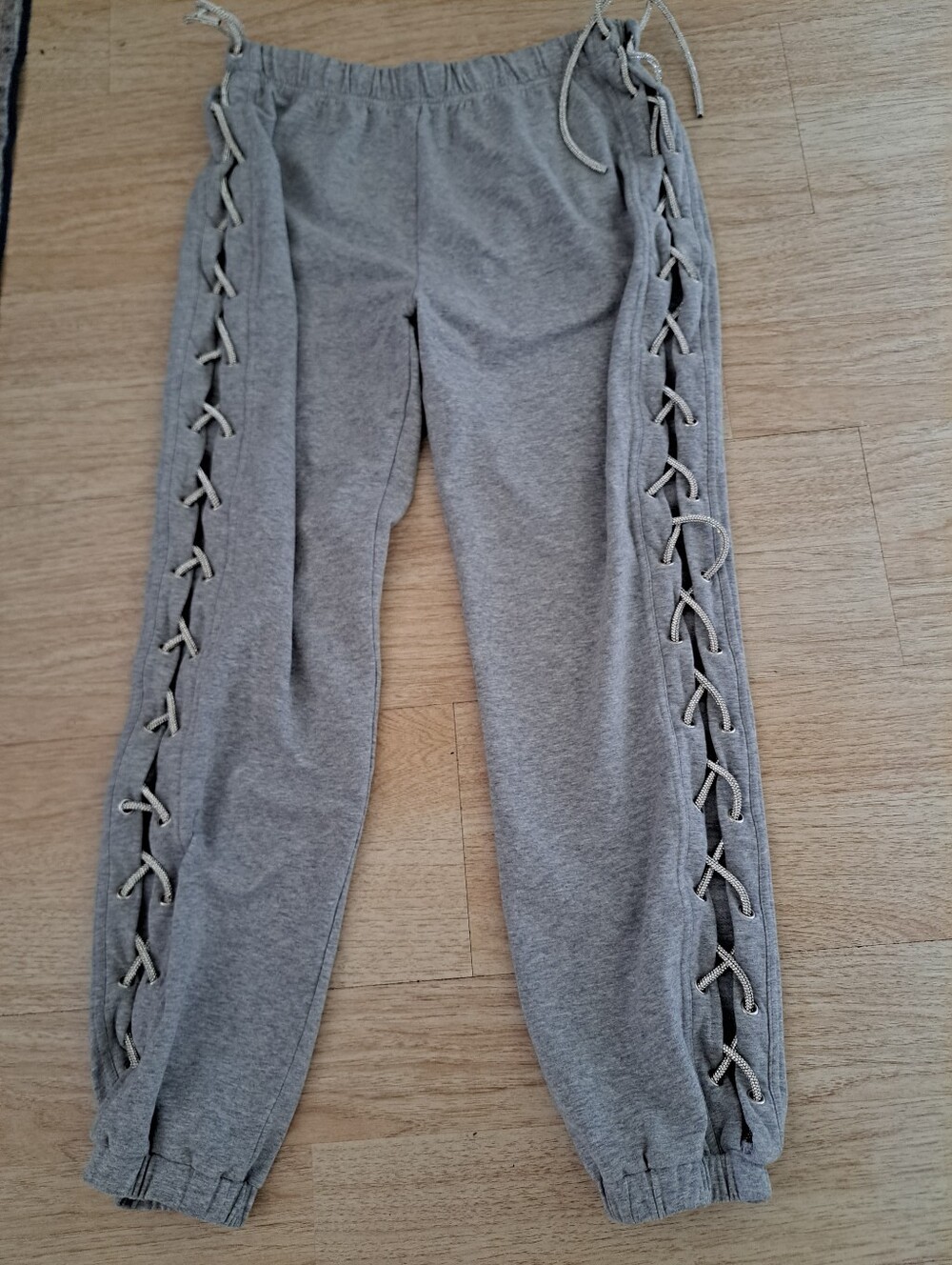 LABIJOU Grey Lace-Up Side Sweatpants
